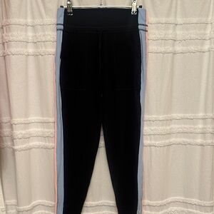 Free People Movement Black Joggers with Blue and Orange Stripes